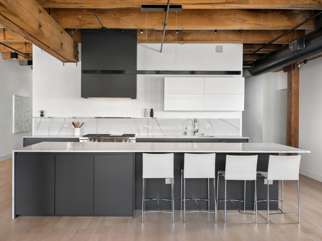 Black White Modern Open Kitchen